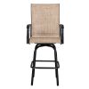 2pcs Wrought Iron Swivel Bar Chair Patio Swivel Bar Stools Black(without table)