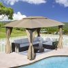 Gazebo 10x14FT, Outdoor Gazebo with Double Roofs, Privacy Curtains, Mosquito Nettings, Heavy Duty Metal Frame Party Tent Canopy for Patio, Backyard, D